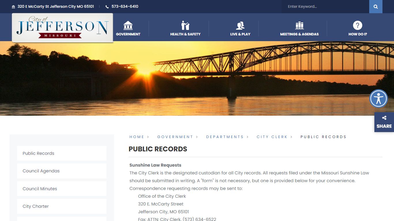 Public Records - Jefferson City, Missouri