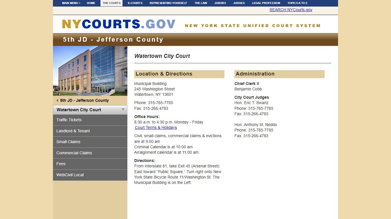 Watertown City Court | NYCOURTS.GOV - Judiciary of New York